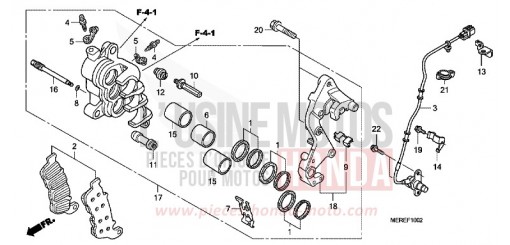 FRONT BRAKE CALIPER (D.) (CBF600SA/NA) CBF600NA9 de 2009